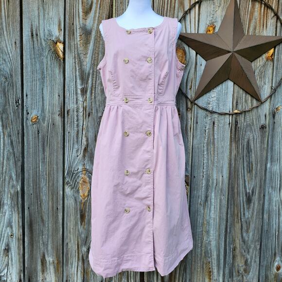 Sleeveless Trench Dress J. CREW Size 16T Plus Tall Mauve Pink Stretch Button - Picture 2 of 9